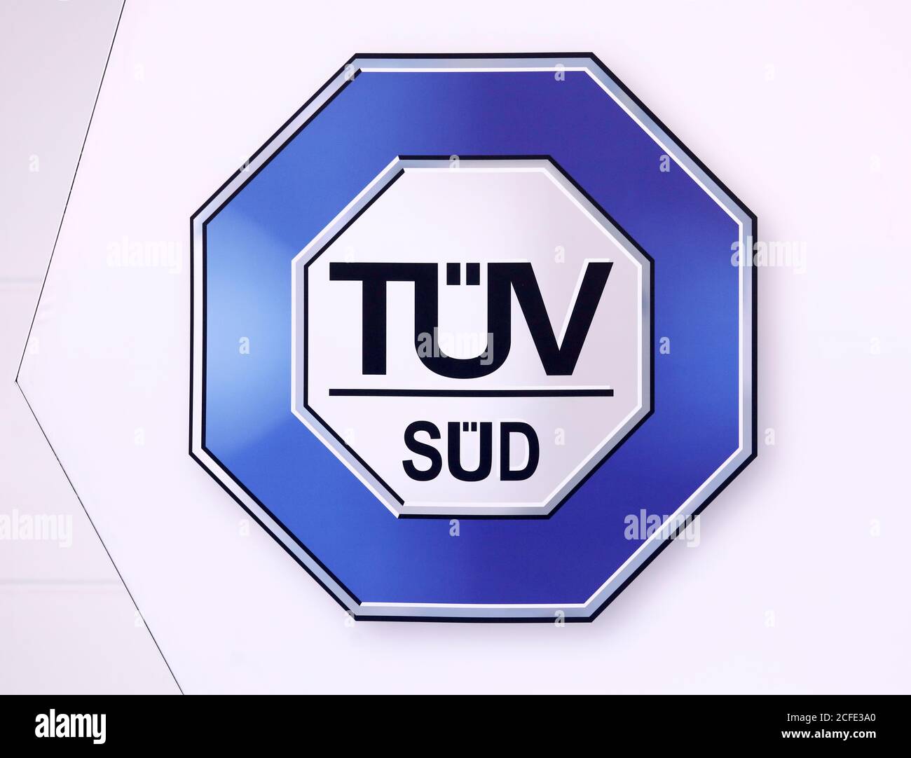 TUEV SÜD, logo on the stand at the E-world energy water trade fair, Essen, North Rhine-Westphalia, Germany Stock Photo