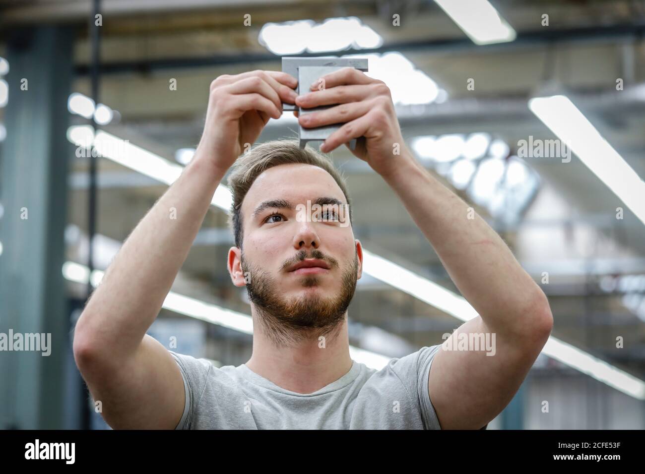 Remscheid, North Rhine-Westphalia, Germany - apprentices in metal professions here at the basic training, vocational training center of the Remscheid Stock Photo