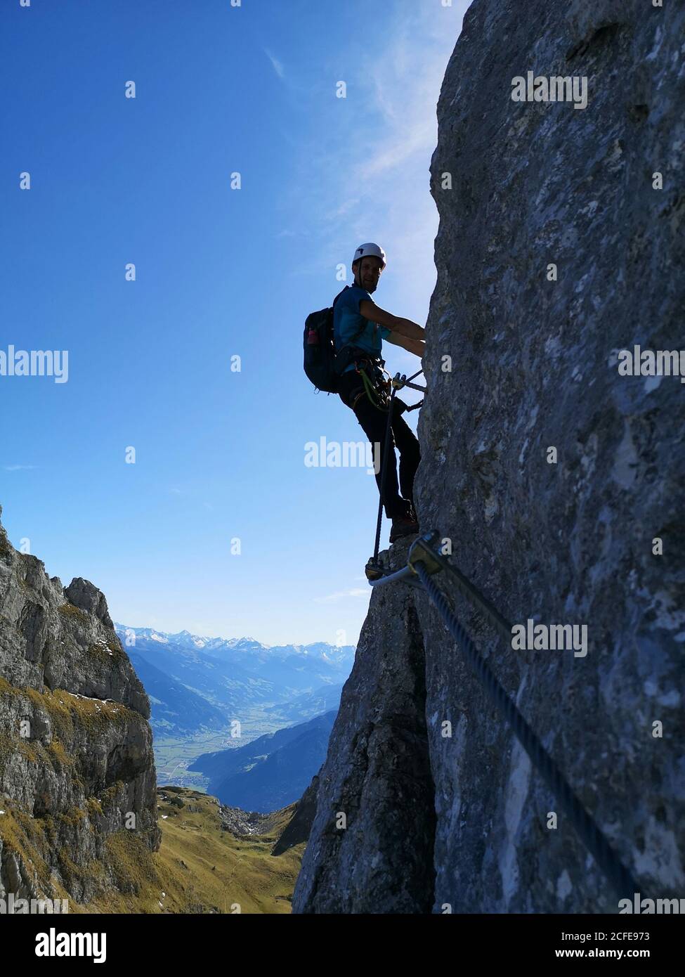 Five peaks via ferrata in the Rofan Mountains on Achensee in Tyrol Stock Photo