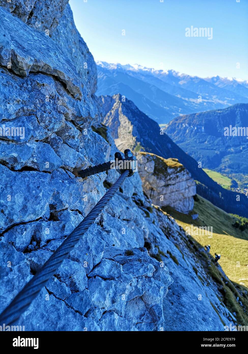 Five peaks via ferrata in the Rofan Mountains on Achensee in Tyrol Stock Photo