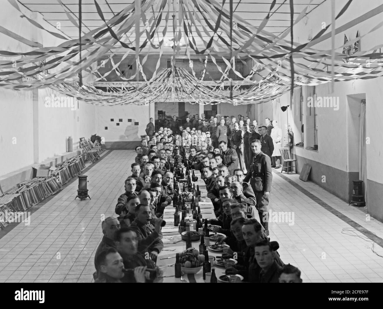 Original Caption:  Sergeant's Xmas [i.e. Christmas] dinner at 43rd Gen[eral] Hospital  - Location: Jerusalem ca.  1940-1946 Stock Photo