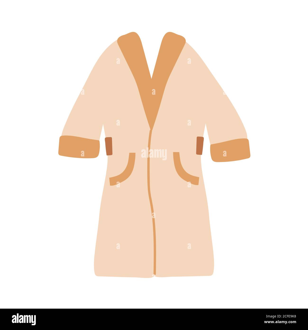 home bathrobe. Cozy light soft clothes for relaxation. Delicate beige colors. Vector cartoon illustration. Stock Vector