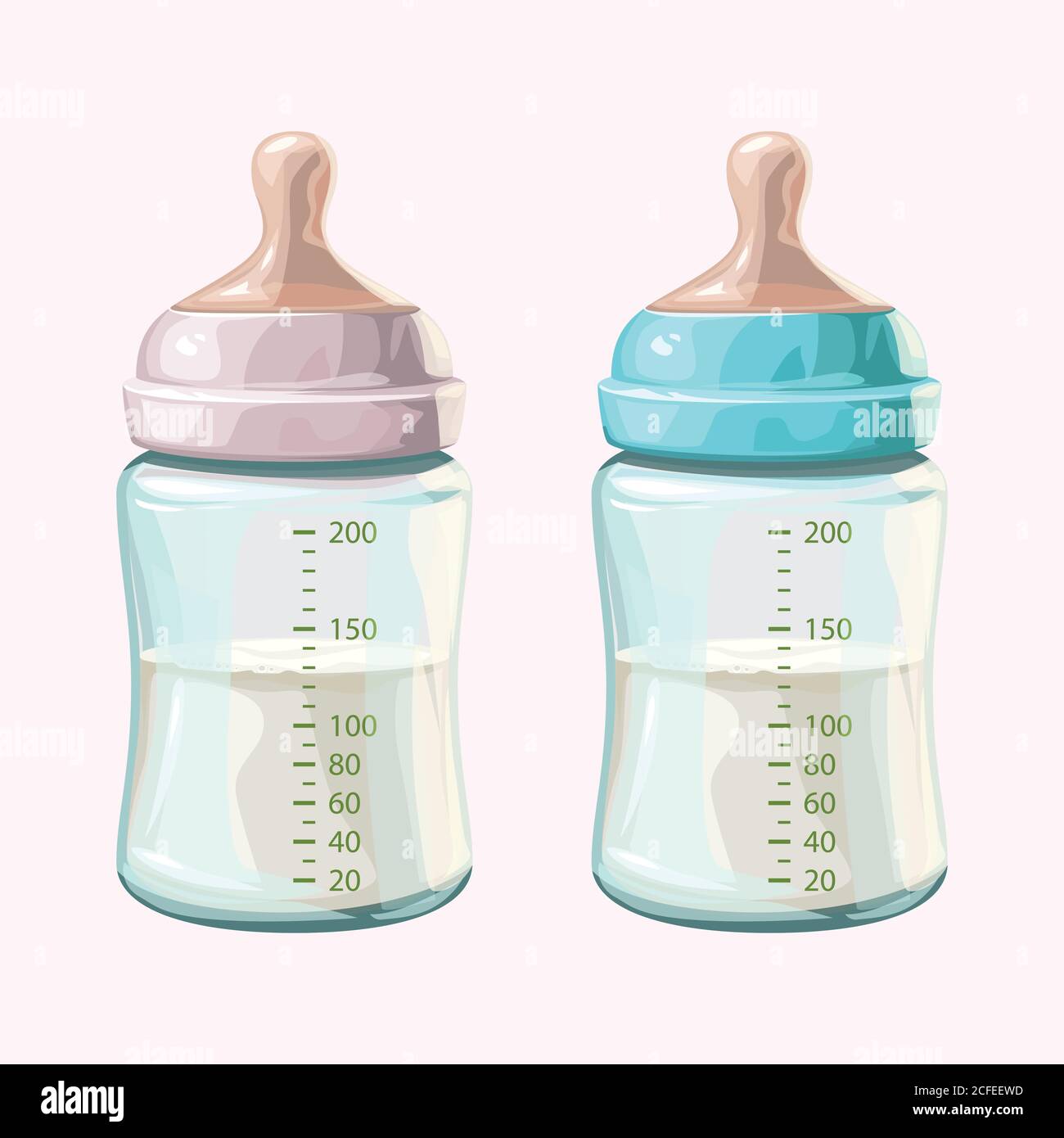 pair transparent baby bottles isolated on white Stock Vector Image ...