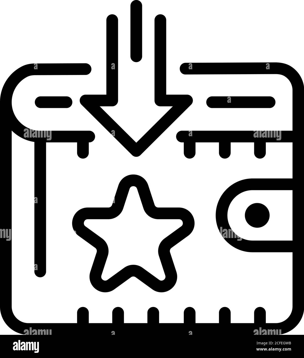 Wallet star icon, outline style Stock Vector