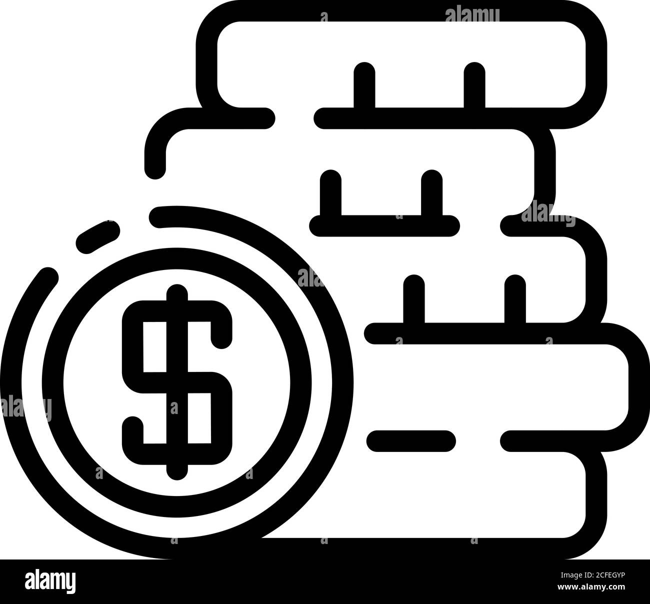 Blockchain icon, outline style Stock Vector