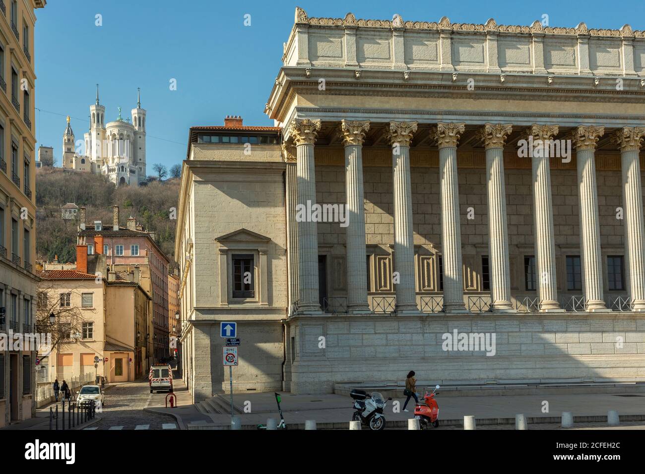 The Palais of justice and basilica of notre-dame de fourvière. Lyon, France Stock Photo