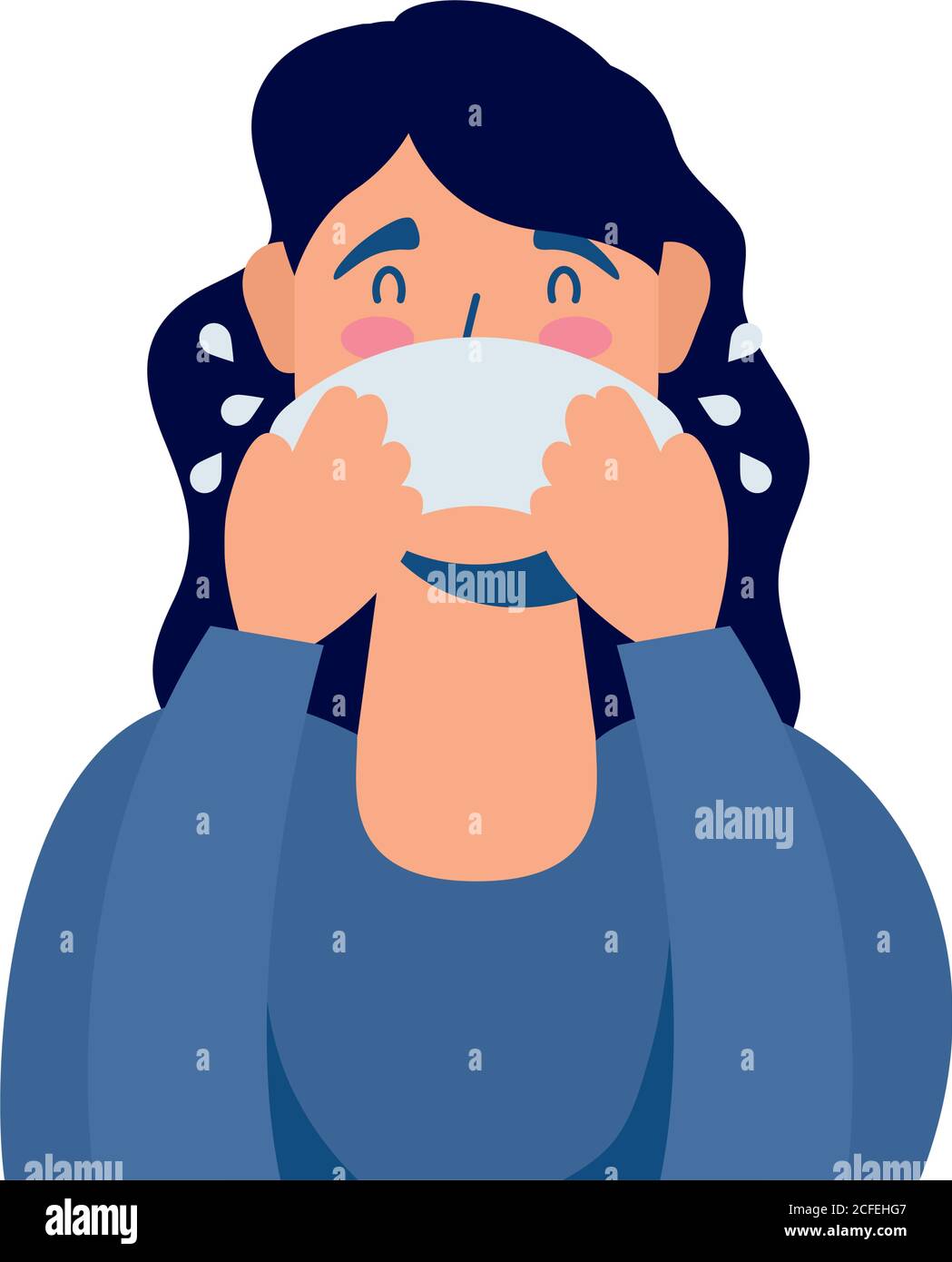 young woman sick with runny nose avatar character vector illustration  design Stock Vector Image & Art - Alamy