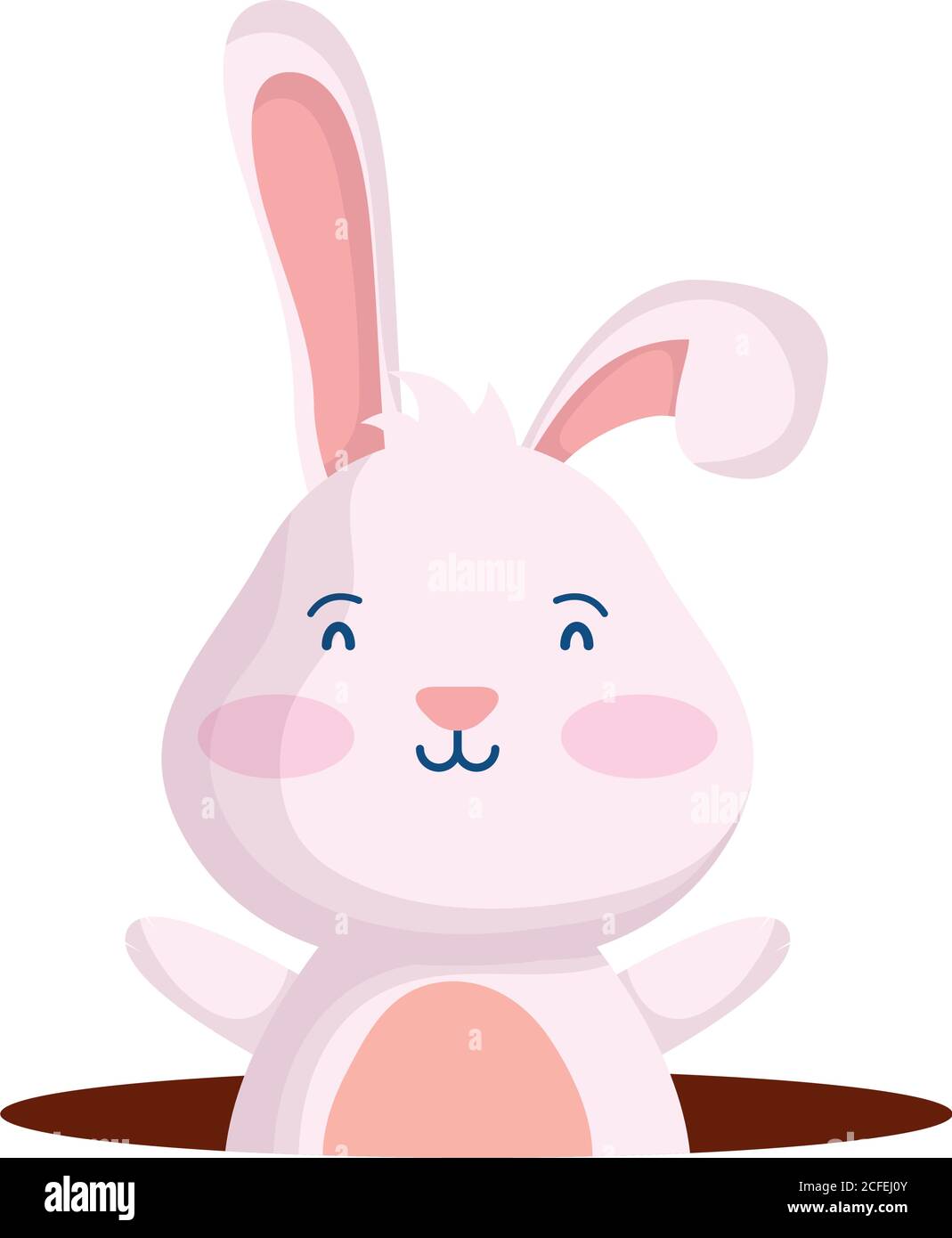 cute easter little rabbit in hole character vector illustration design ...