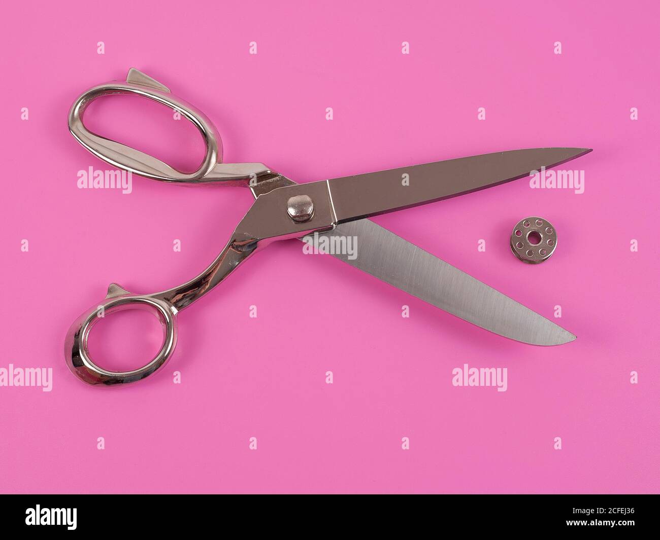 thread sewing needle centimeter scissors on a white background Stock Photo  - Alamy