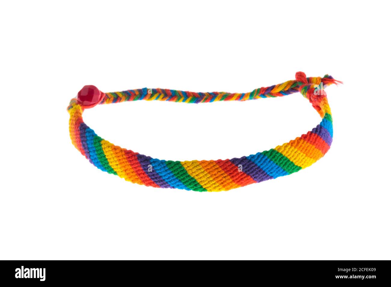 Handmade colorful gay-lesbian bracelet isolated on white Stock Photo