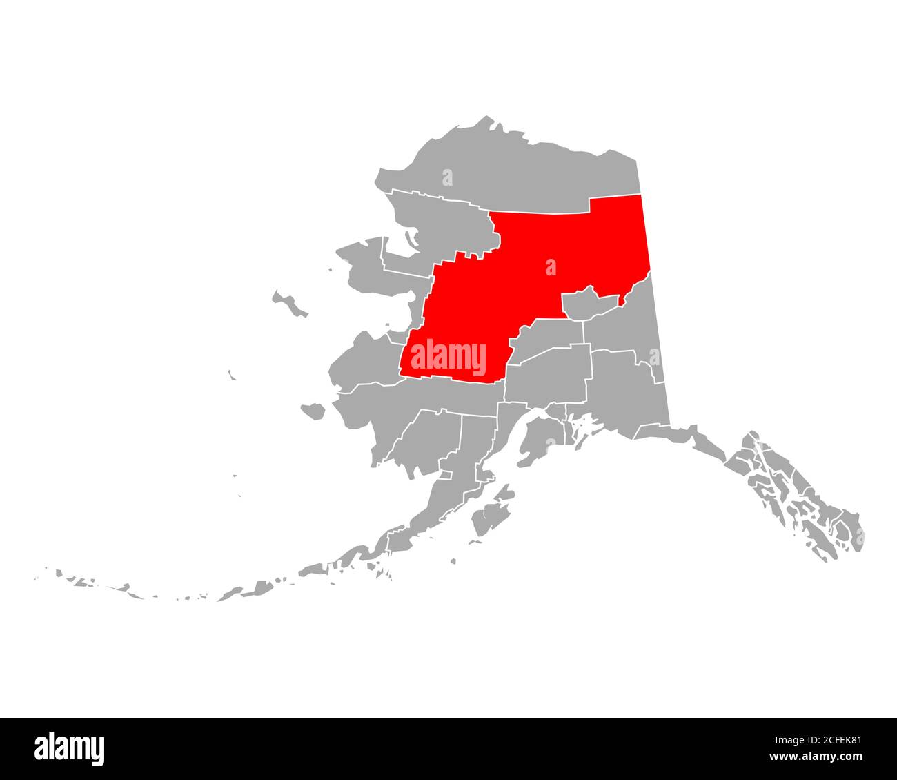Map of Yukon-Koyukuk in Alaska Stock Photo