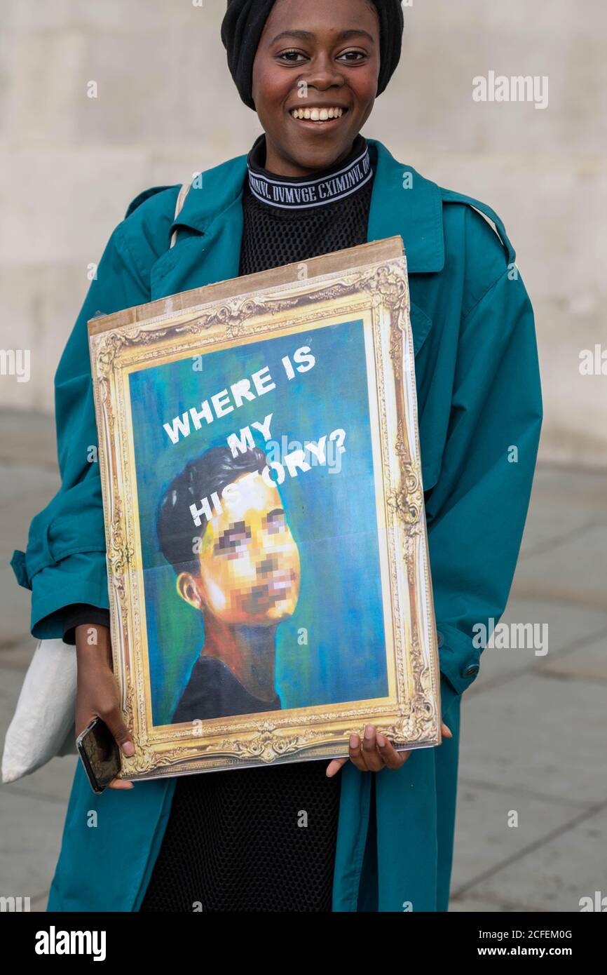 London, UK. 5th Sep, 2020. Protest for black artists in Trafalgar Square London UK Part of the Black Lives Matter (BLM) movement Credit: Ian Davidson/Alamy Live News Stock Photo
