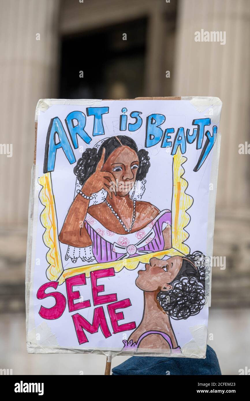 London, UK. 5th Sep, 2020. Protest for black artists in Trafalgar Square London UK Part of the Black Lives Matter (BLM) movement Credit: Ian Davidson/Alamy Live News Stock Photo