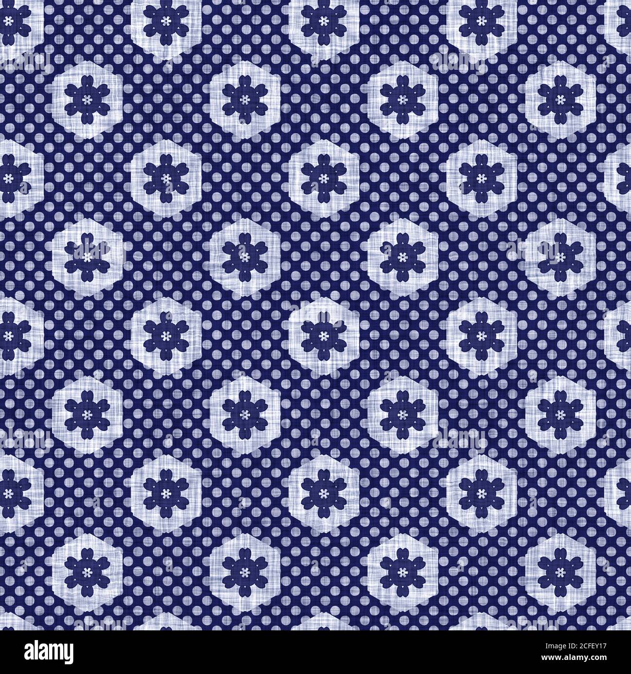 Seamless indigo doodle dot texture. Blue woven boro cotton dyed effect ...