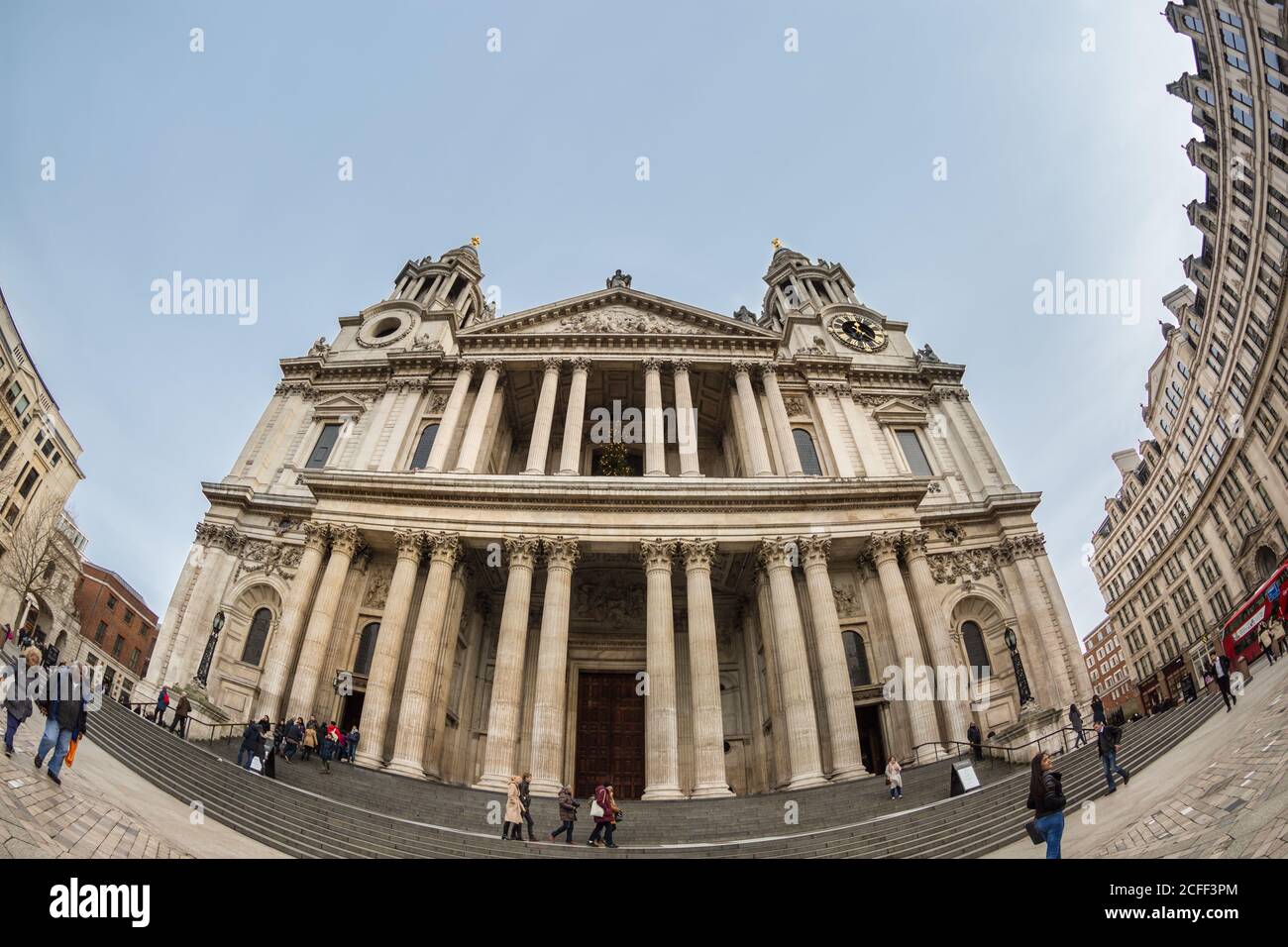 St Paul's Cathedral, iconic London landmark church, fish eye view, London, England, UK Stock Photo