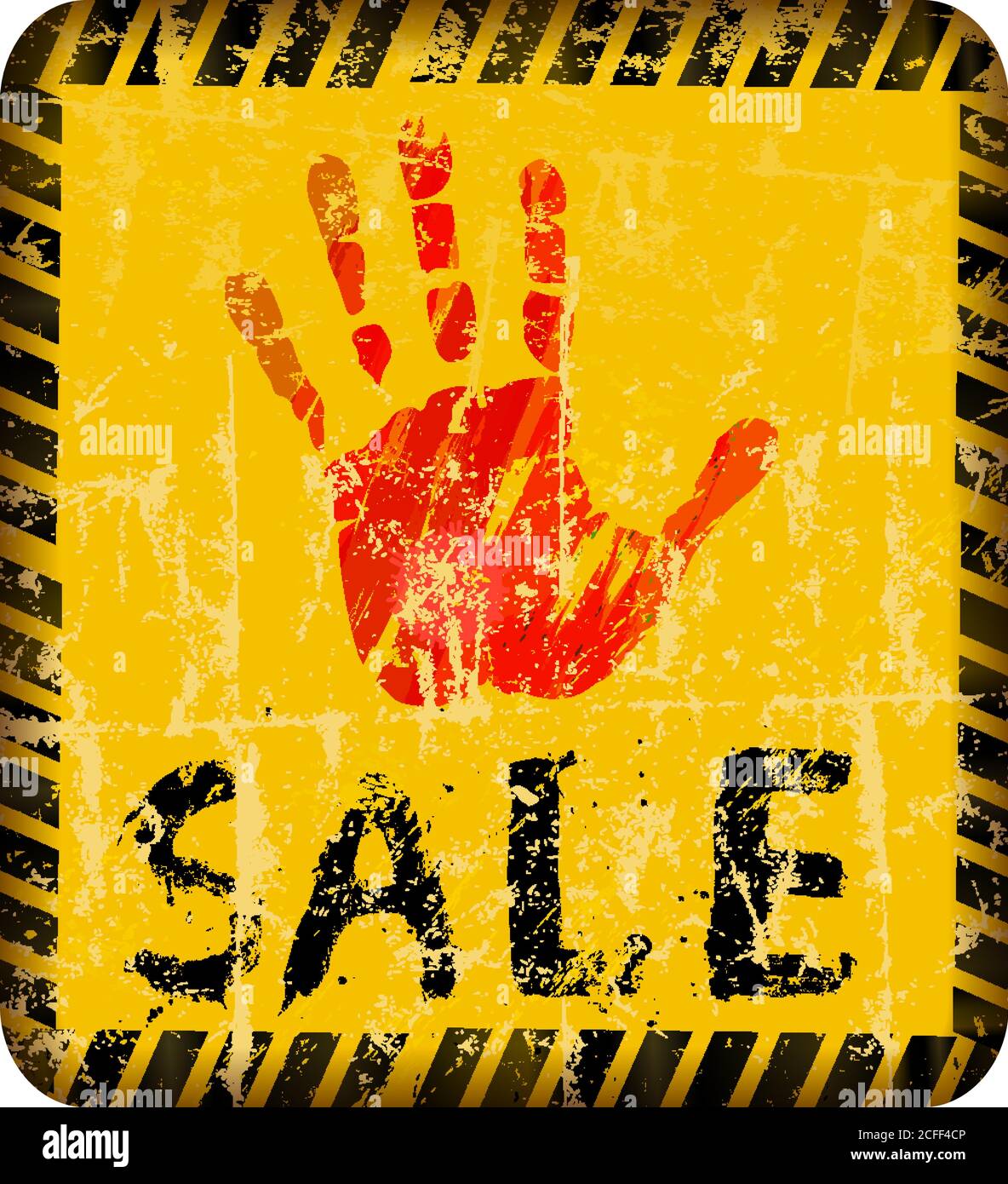 Sale Sign with human hand as eye catcher grungy style, shop, e-commerce sign,vector illustration Stock Vector