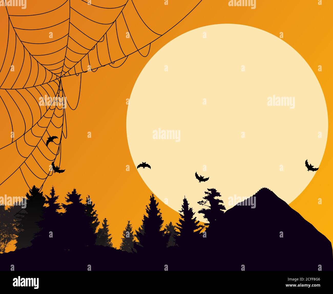 Halloween Background Template with Empty Place for Text. Vector ...