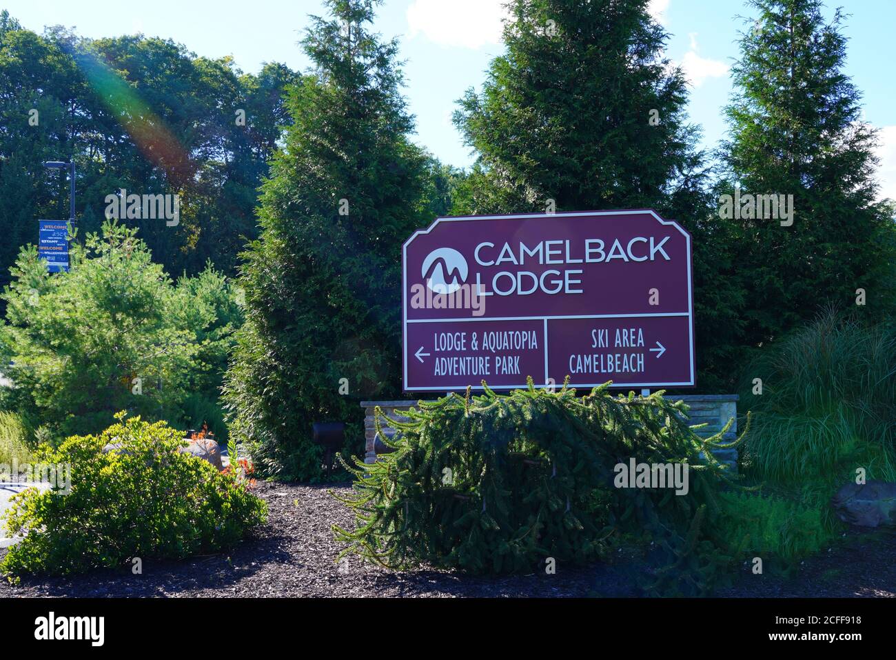 TANNERSVILLE, PA -30 AUG 2020- View of the Camelback Mountain Resort, a 