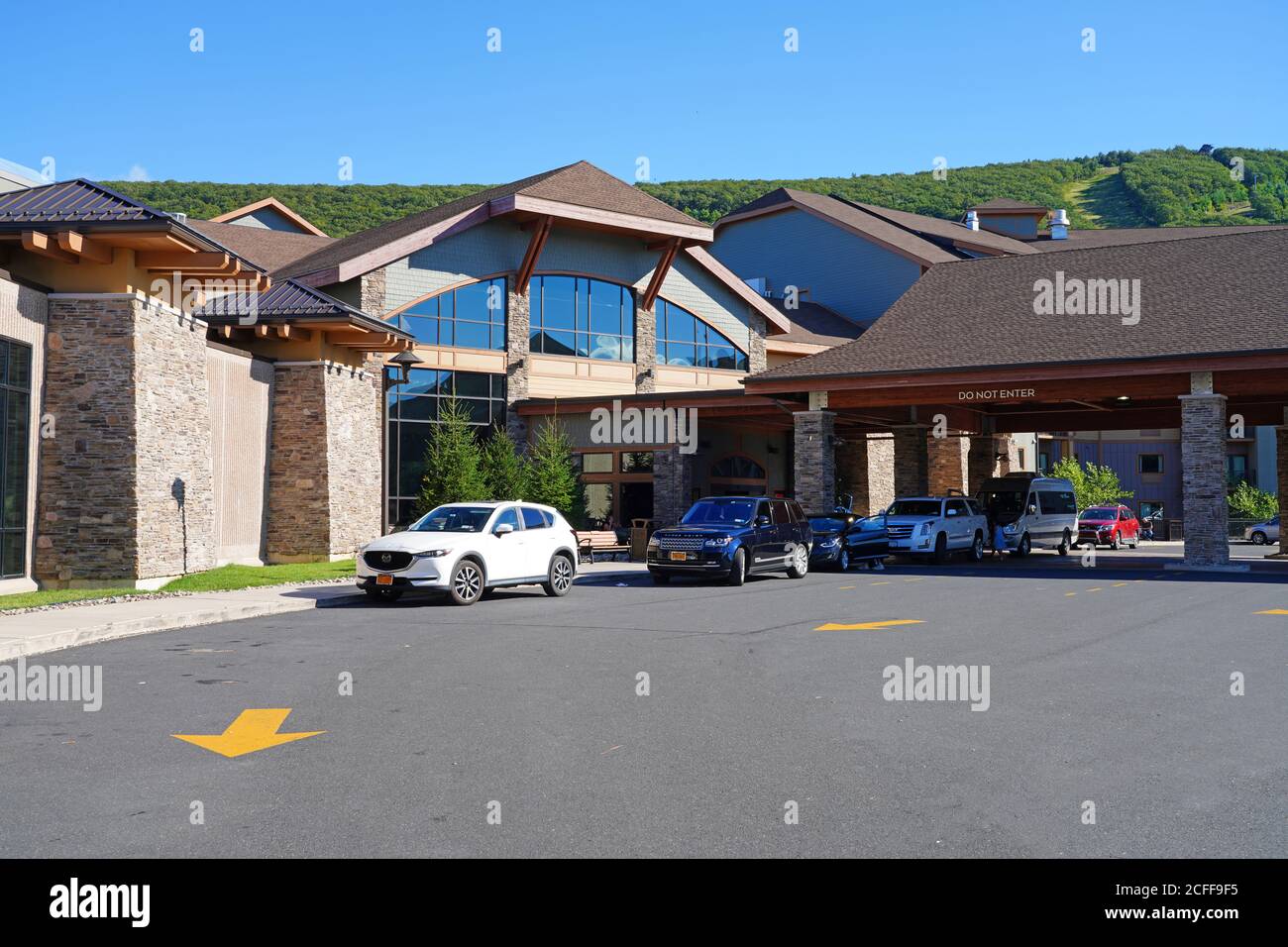TANNERSVILLE, PA 30 AUG 2020 View of the Camelback Mountain Resort, a large ski resort in the