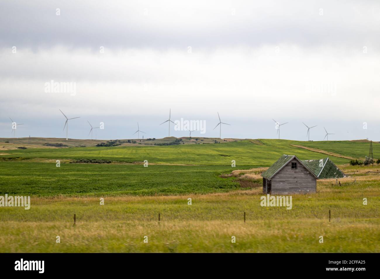 Wind turbines in a Montana field, horizontal Stock Photo Alamy