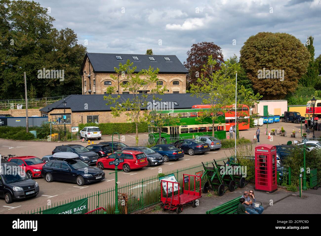 Alresford, Hampshire, England, UK. 2020. Vehicles in the station car park at Alresford