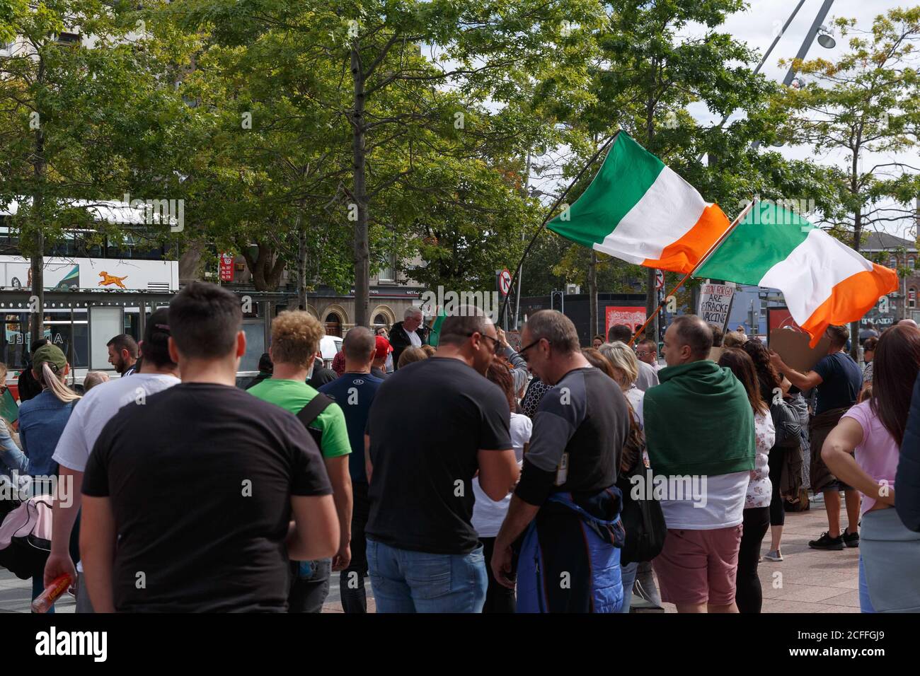 Cork, Ireland. 5th Sep, 2020. Anti-Mask Protest, Cork City. At 1pm today people started gathering on Grand Parade outside the city library to protest the Covid-19 guidelines that requires the public to wear face coverings and masks. Credit: Damian Coleman/Alamy Live News Stock Photo