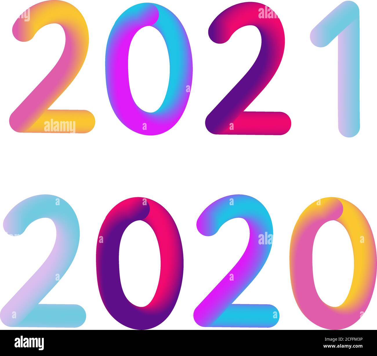 Vector illustration: Colorful 3d number of 2021 on white background ...