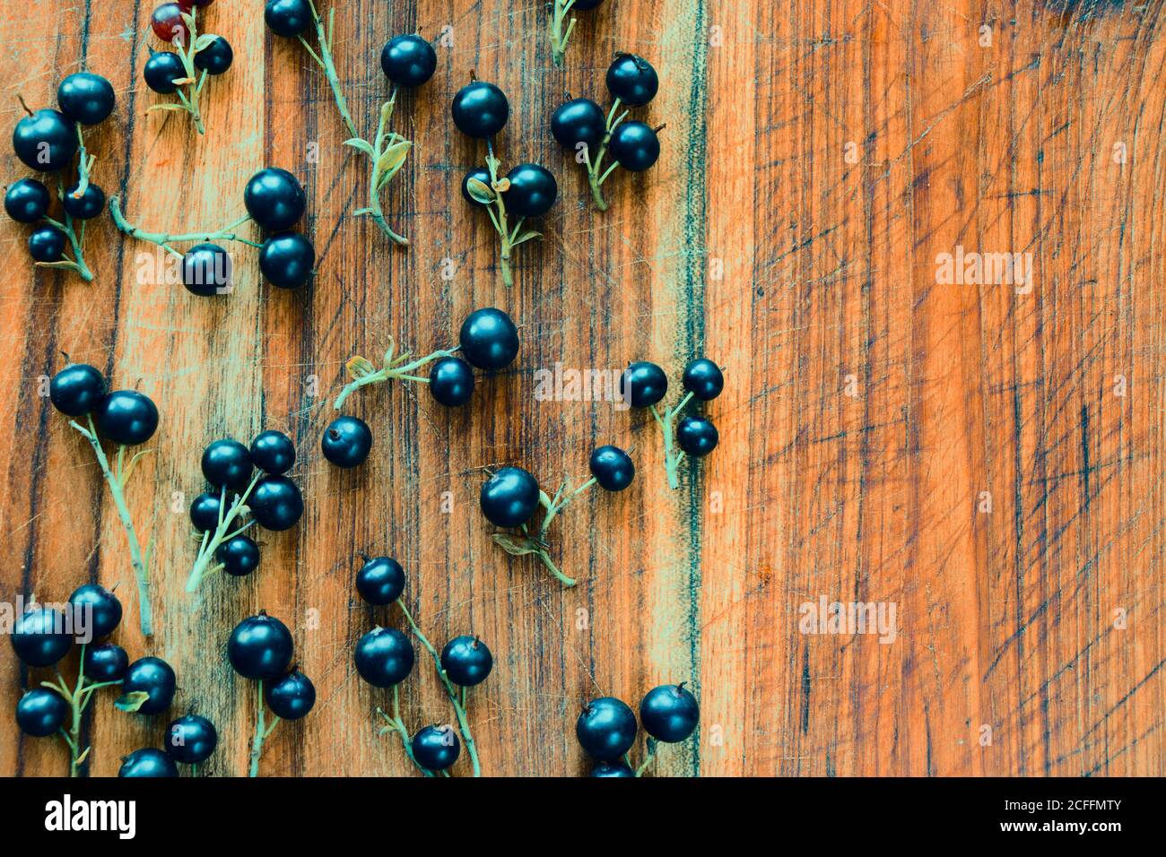 Currant on the board, high angle view Stock Photo