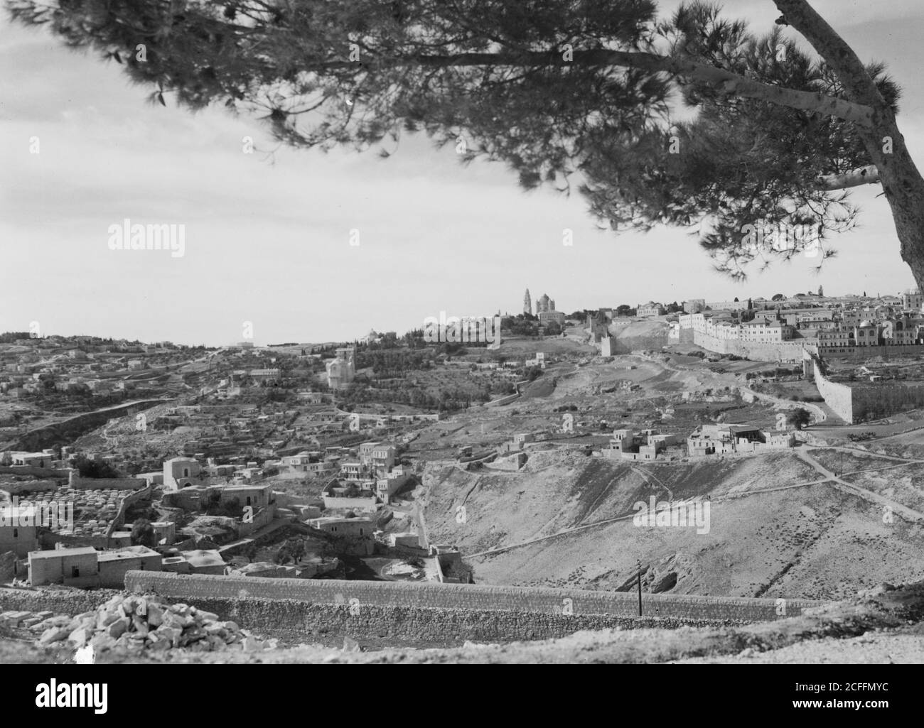 "Original Caption ""Mt. Zion"" from southern slope of Olivet Location Jerusalem ca Stock