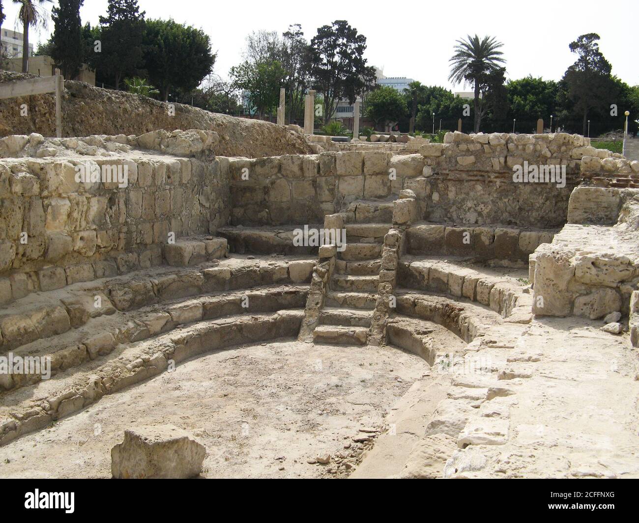 Auditoria in ruins of ancient Roman theatre at Alexandria Egypt Stock