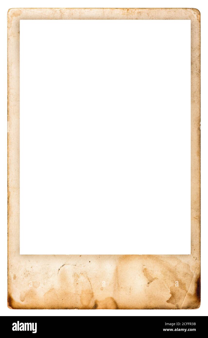 Vintage aged photo frame isolated on white background Stock Photo