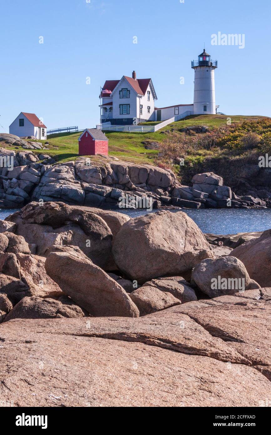 Cape Neddick Lighthouse, also known as York Lighthouse and as the