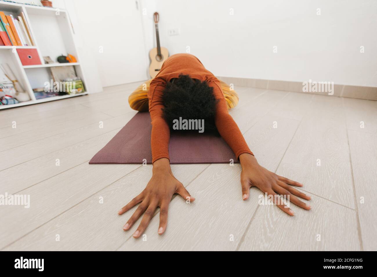 Athletic Woman Stretching Legs High Resolution Stock Photography and