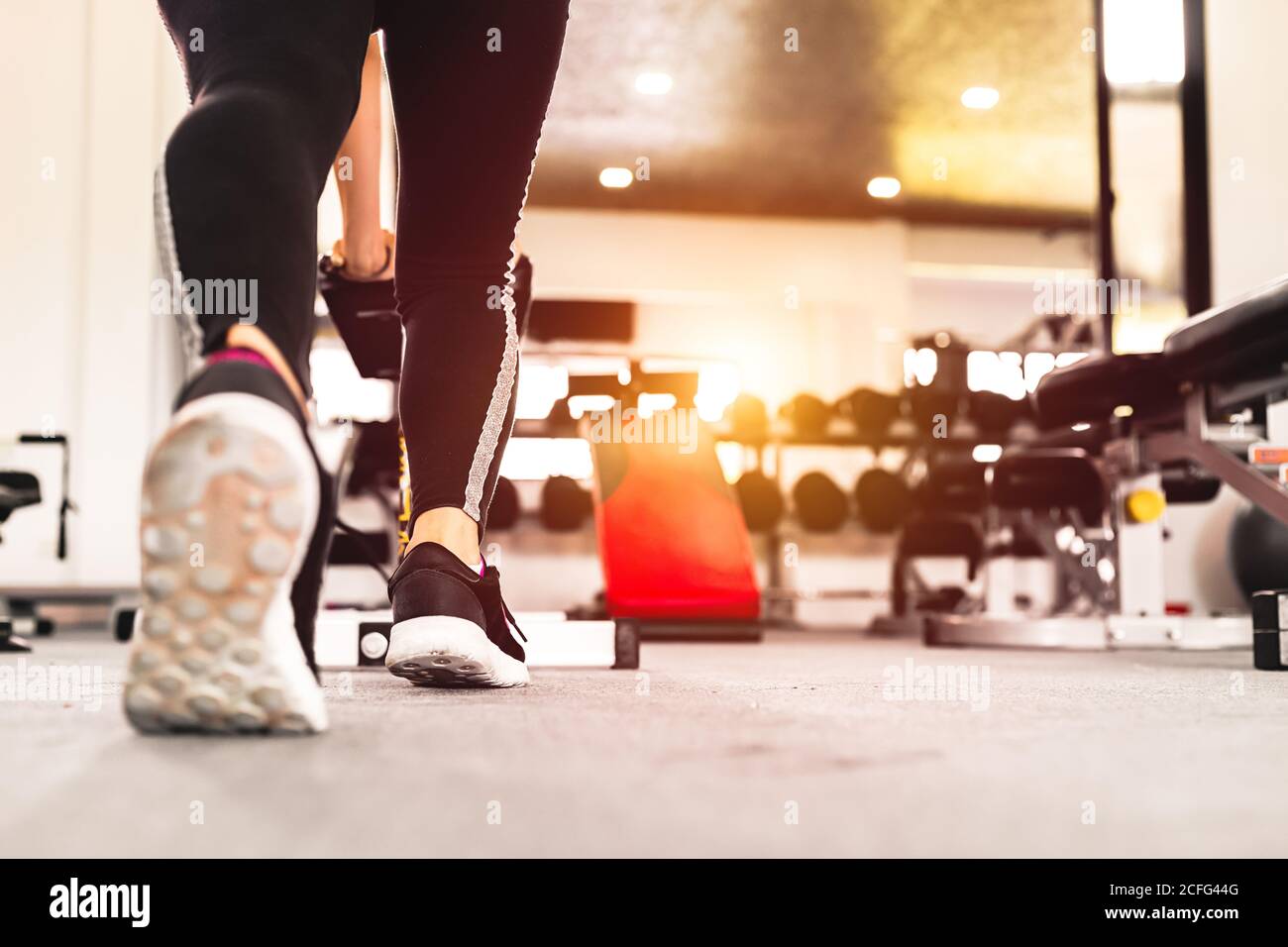 A women wear sport shoes. Full length portrait of a athletic women