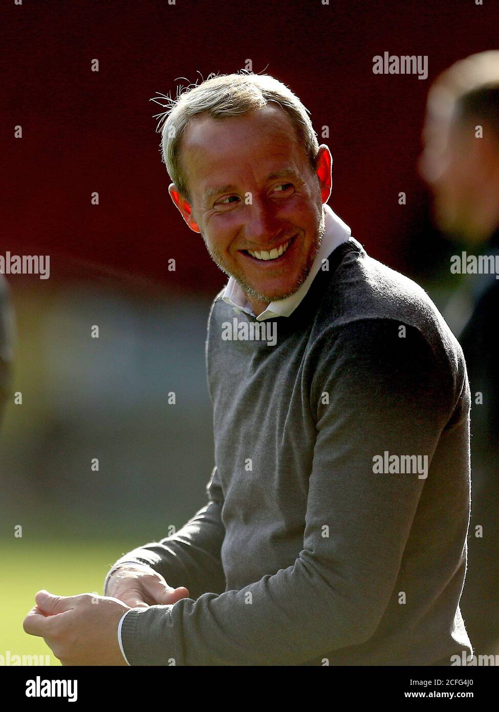 Charlton Athletic manager Lee Bowyer gestures on the touchline during the Carabao Cup first round match at the County Ground, Swindon. Stock Photo