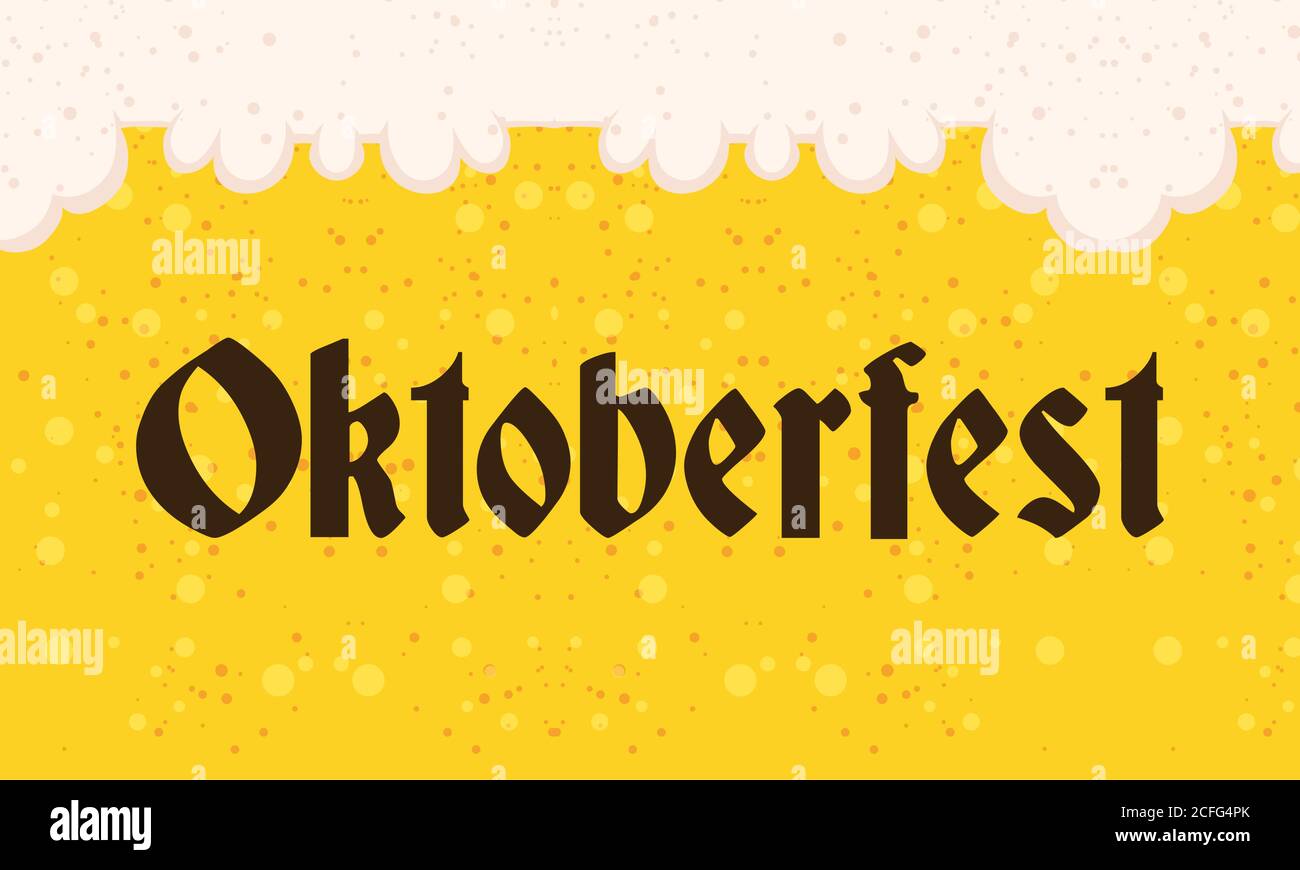 oktoberfest party lettering in poster with beer liquid background ...