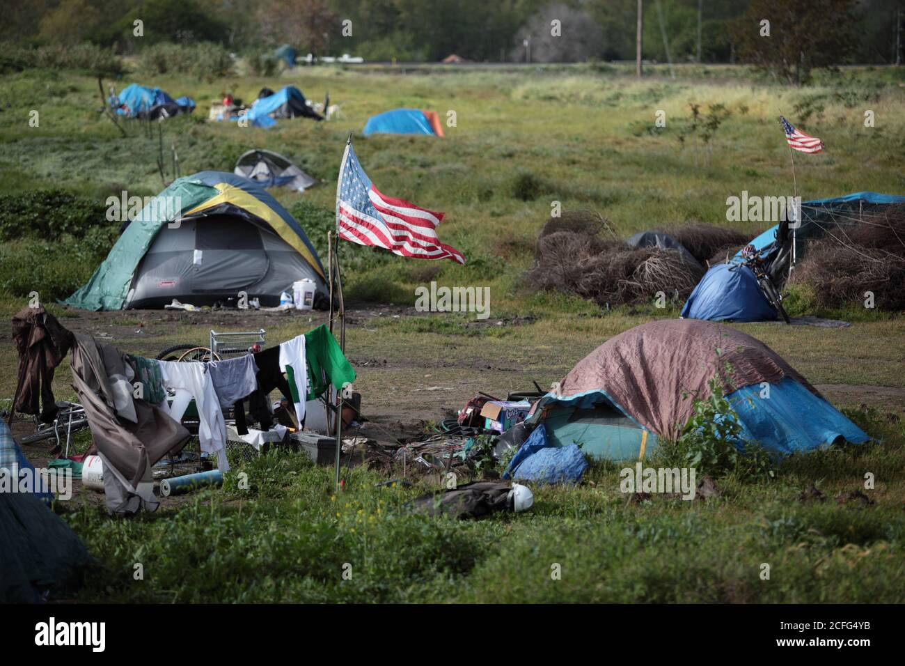Homeless at the tent city in Sacramento, CA Stock Photo Alamy