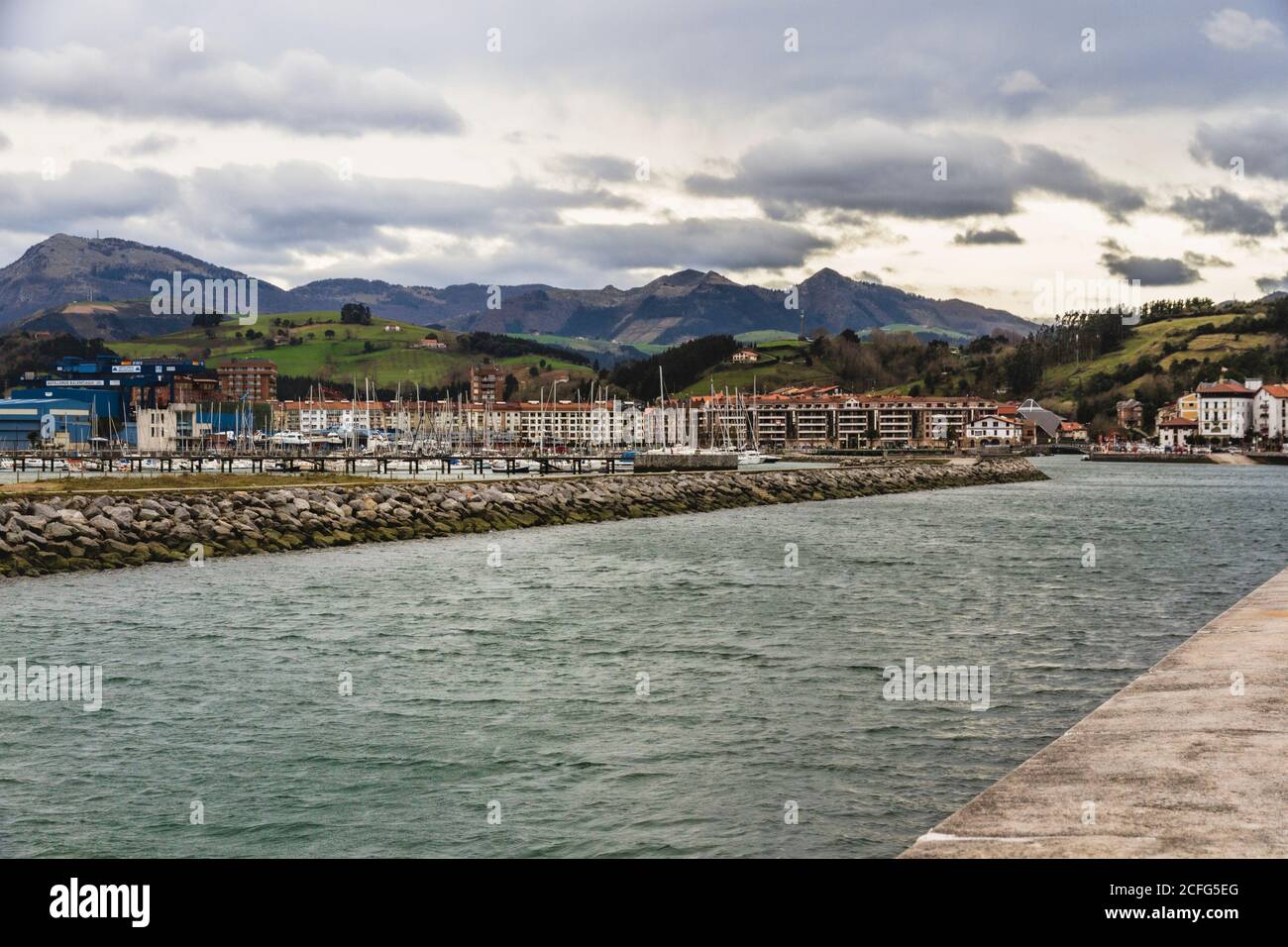 Town and port of Zumaia in Basque Country in Spain Stock Photo