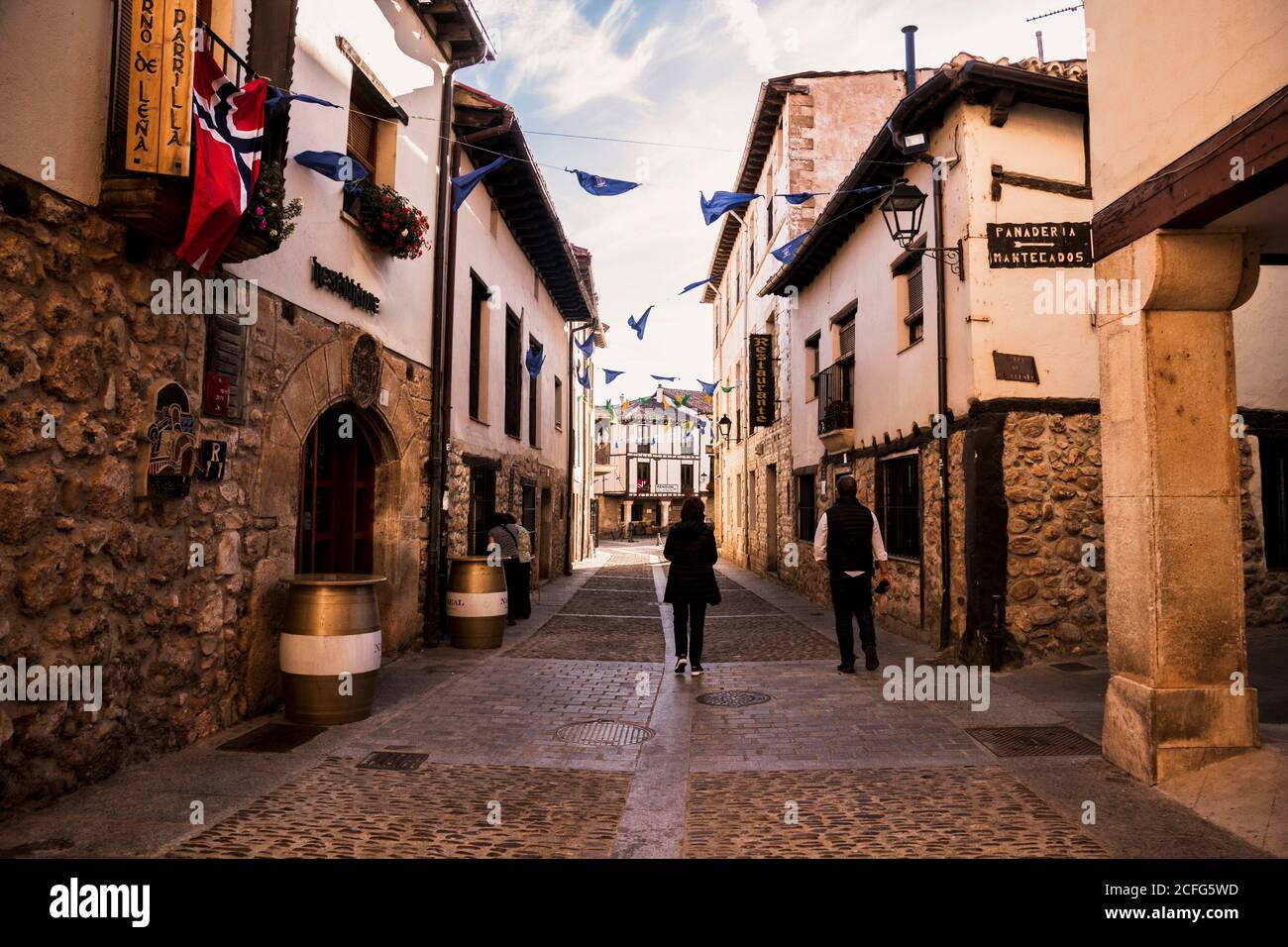 Streets of Covarrubias, a famous village in Burgos (Spain) Stock Photo