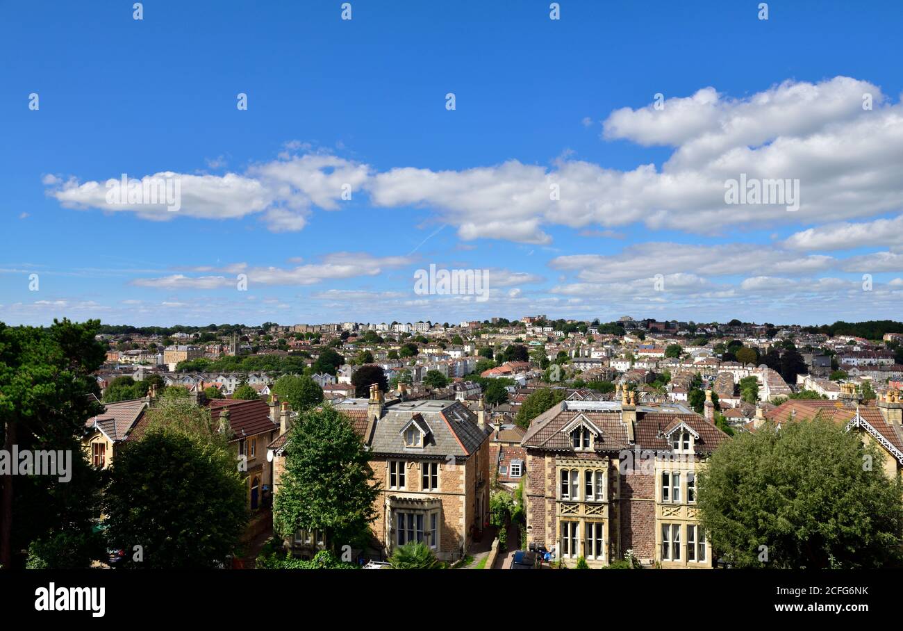 View over houses in Cotham, Clifton and Redland, Bristol, UK Stock Photo
