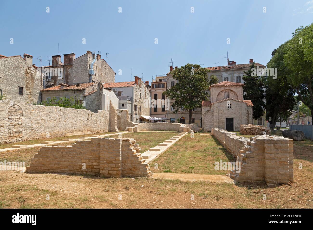 ruins of the basilca Sv. Maiije Formosa, Pula, Istria, Croatia Stock Photo