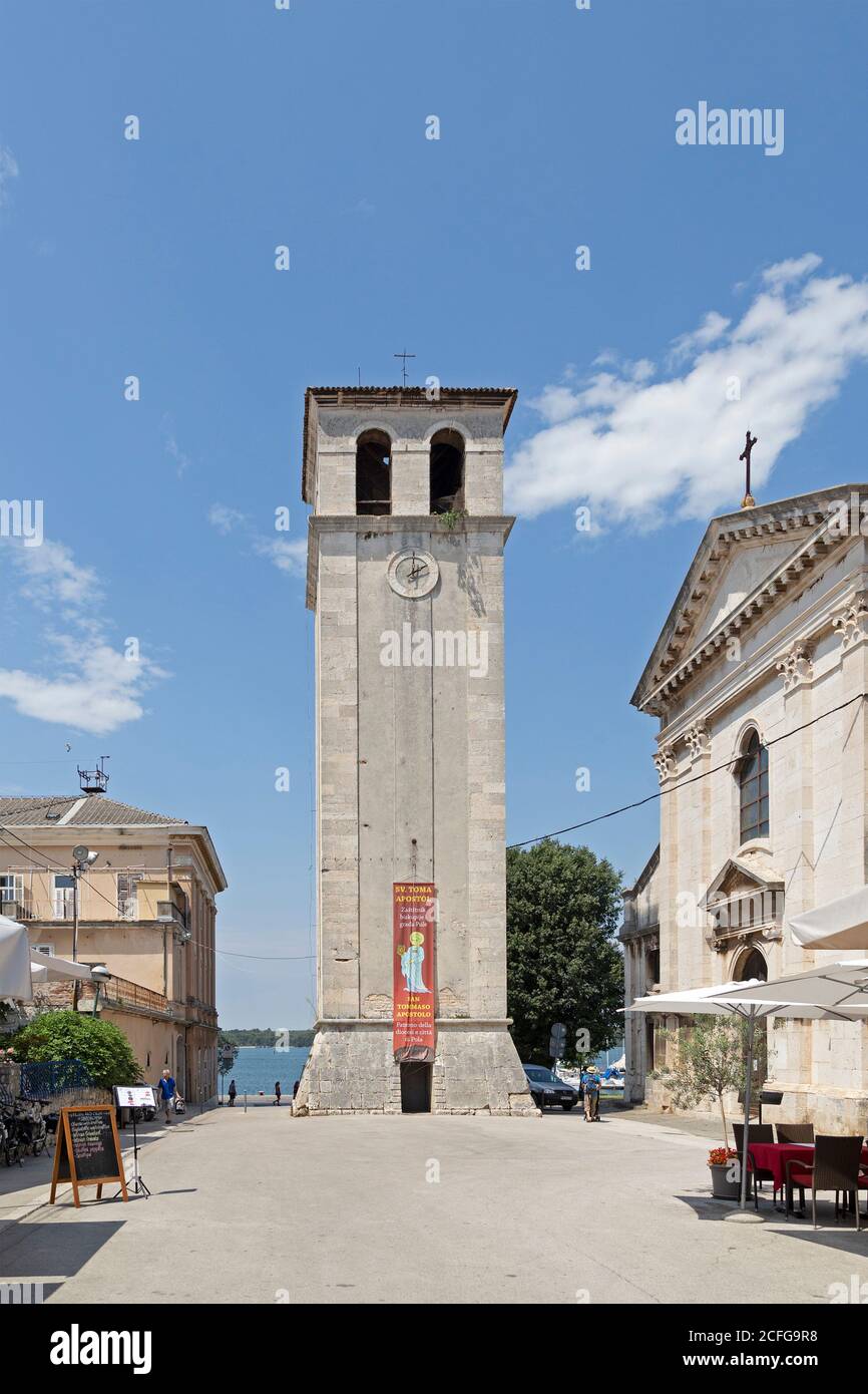 campanile, Cathedral of the Assumption of the Blessed Virgin Mary, Pula, Istria, Croatia Stock Photo
