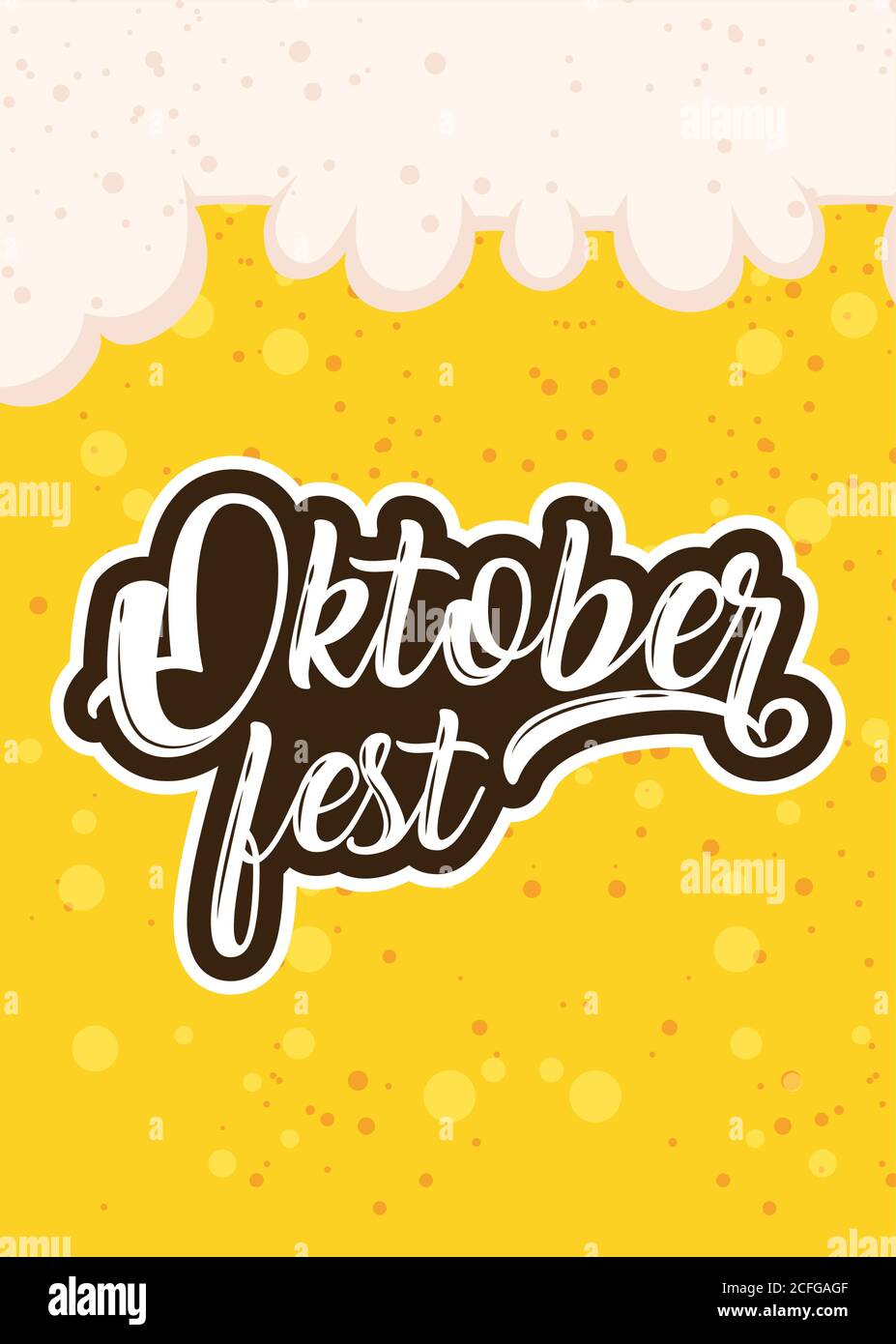 oktoberfest party lettering in poster with beer liquid and foam ...