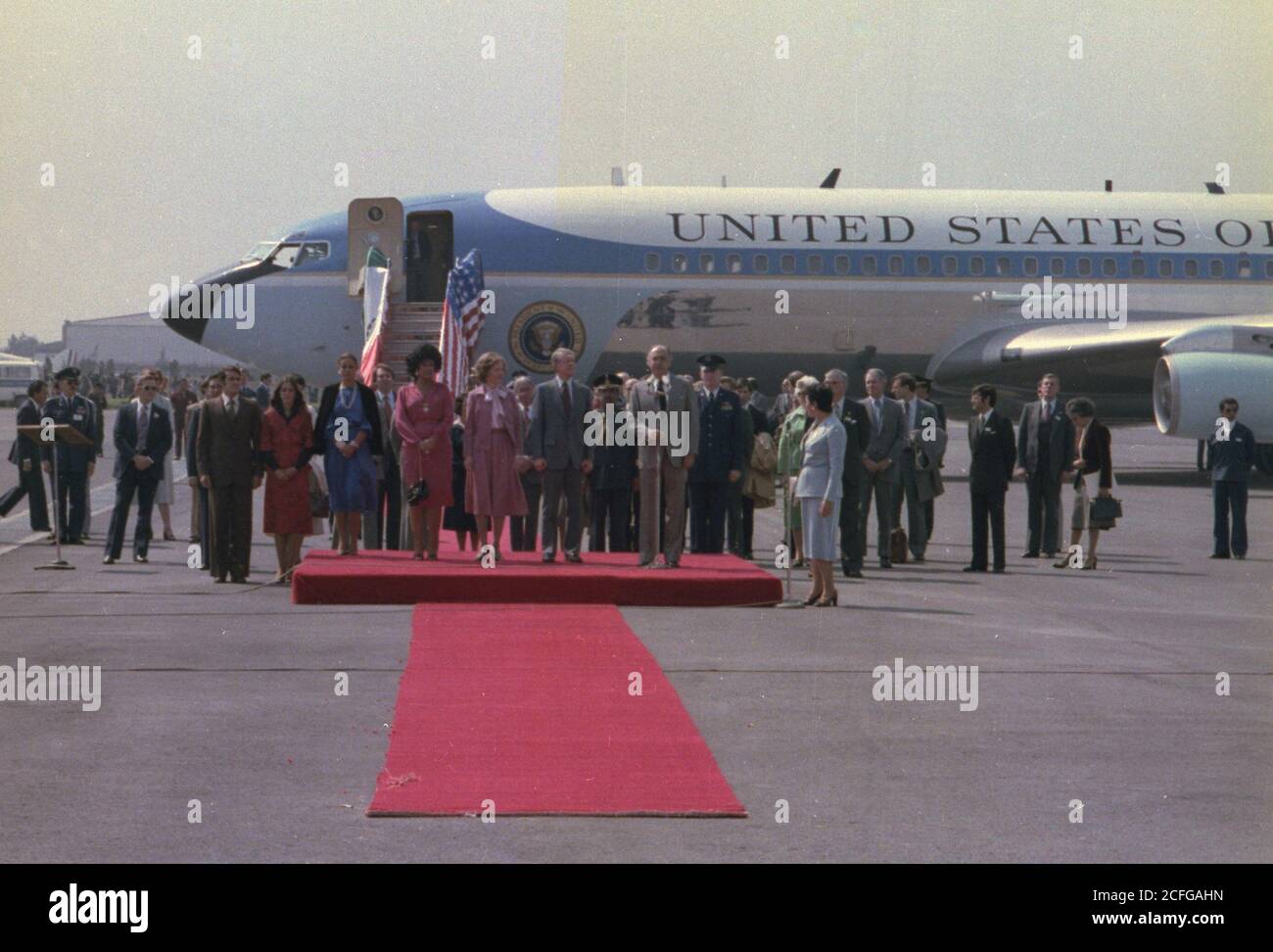 Lopez Portillo and Mrs. Portillo host welcoming ceremonies for state visit of Jimmy Carter and Rosalynn Carter. ca.  14 February 1979 Stock Photo