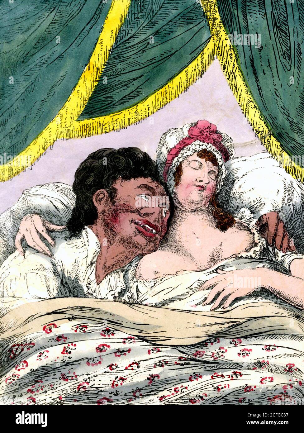 Beauty and the Beast. Hand coloured etching by George Cruikshank, c.1818 Stock Photo