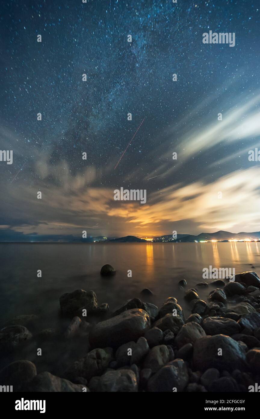 Cloudy sunset sky over sea Stock Photo - Alamy