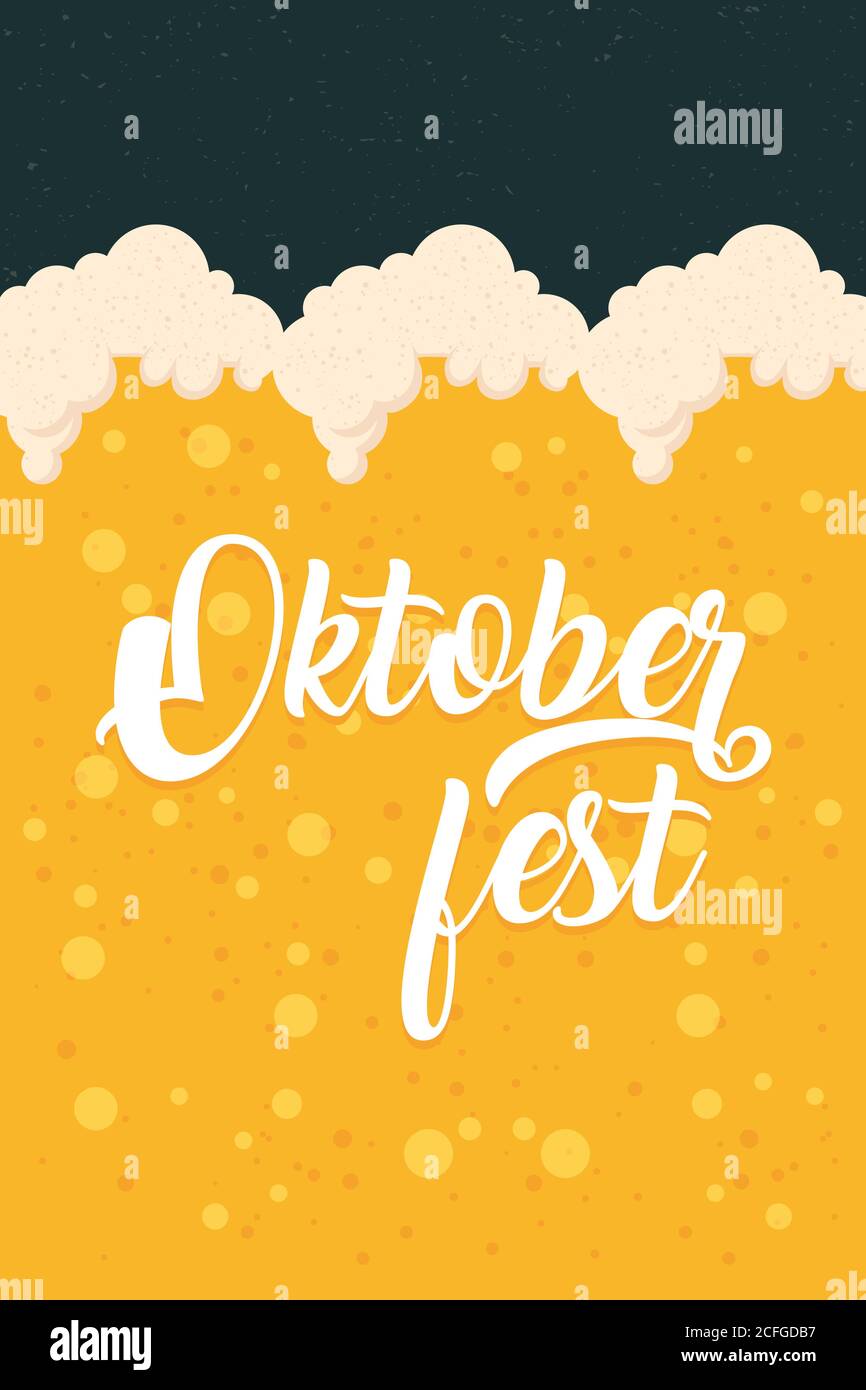 oktoberfest party lettering in poster with beer liquid vector ...
