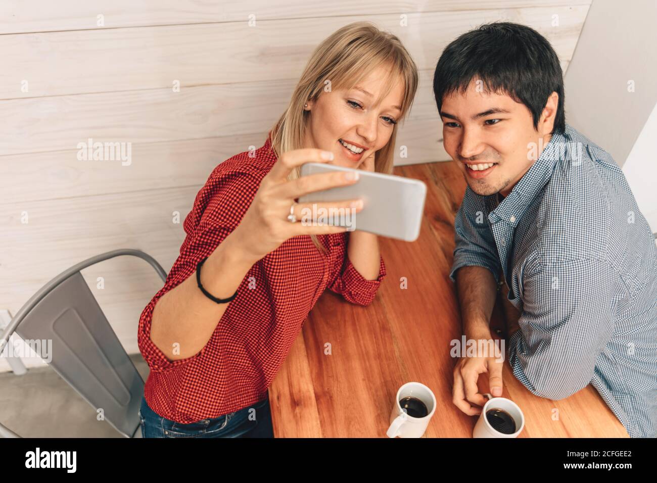 Couple taking a selfie Stock Photo