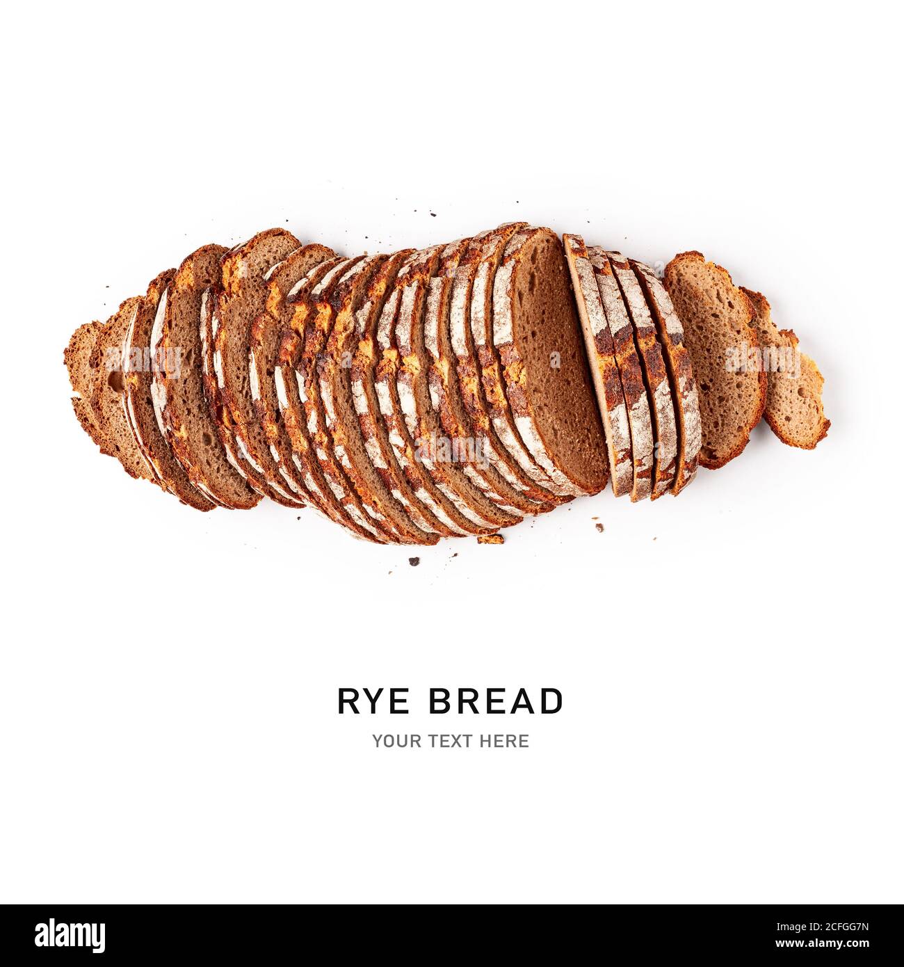 Multi grain bread creative composition isolated on white background clipping path included