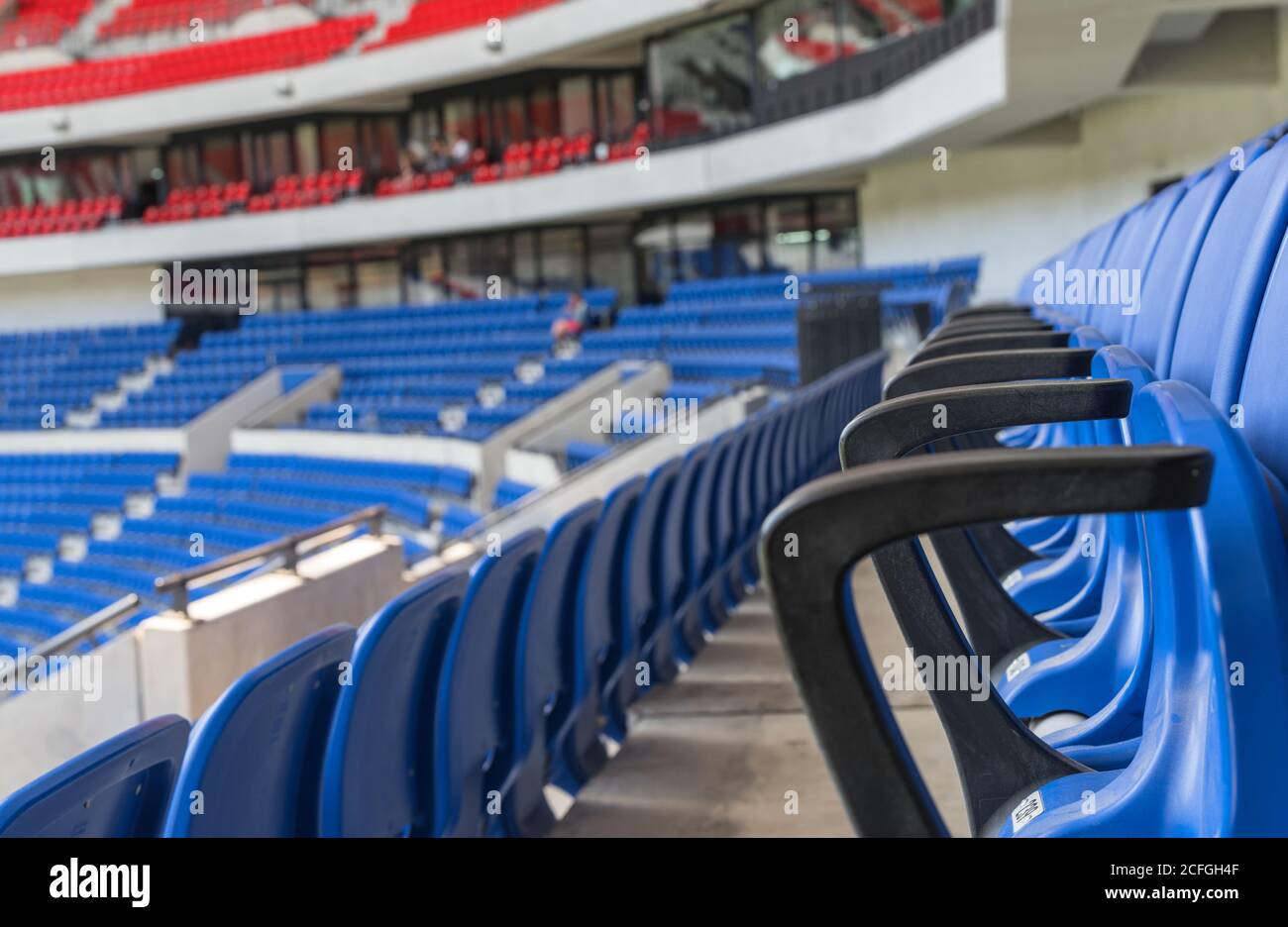VIP tribune at FC Lyon Olympique stadium Stock Photo